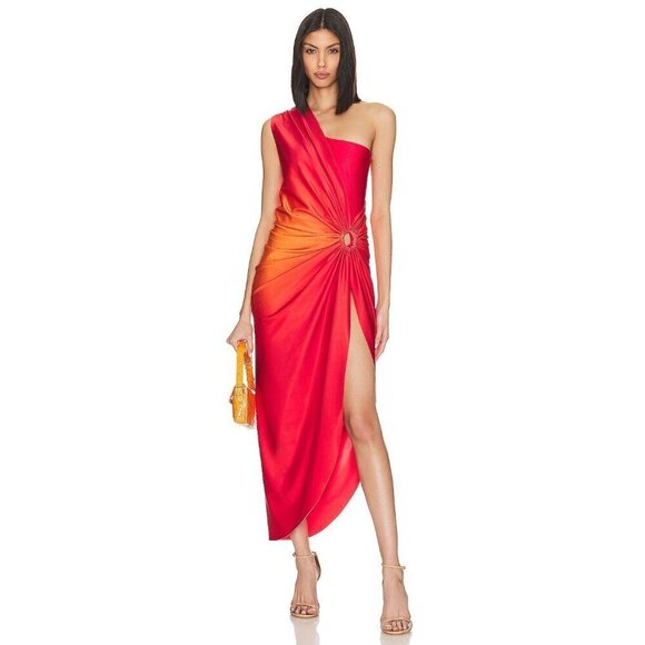 Baobab Nikka Dress in Puesta De Sol & Red Small New Womens Midi One Shoulder - Picture 1 of 12